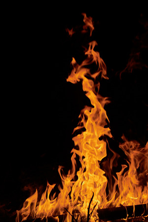 Realistic fire on blackの写真素材
