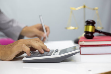 Lawyers are describing the sale transaction of a home sales project.Concepts of lawの写真素材