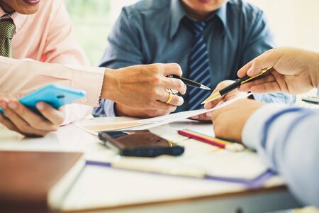 Team business analyze project work.working account with new startup in office.conceptの写真素材