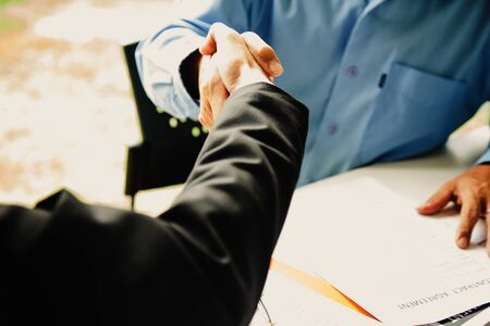 Business man shaking hands After business agreement.teamwork concepts.