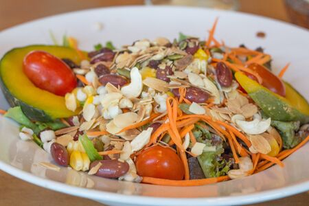 Cereal salad for health Made from five color vegetables.の写真素材