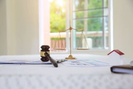 Lawyers are describing the sale transaction of a home sales project.Concepts of lawの写真素材