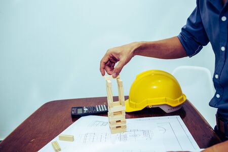 Engineers are working with architects to agree on a residential construction project.conceptの写真素材