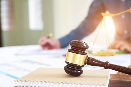 Lawyers are describing the sale transaction of a home sales project.Concepts of lawの写真素材