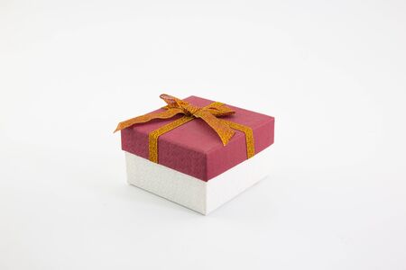Gift boxes for giving on special days, placed on a white backgroundの写真素材