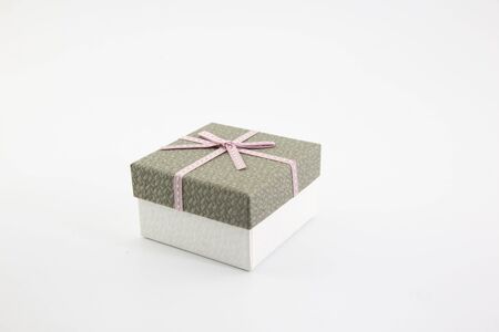 Gift boxes for giving on special days, placed on a white backgroundの写真素材
