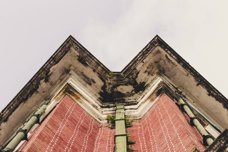 Low angle view of Old building in Downtown, Myanmarの写真素材