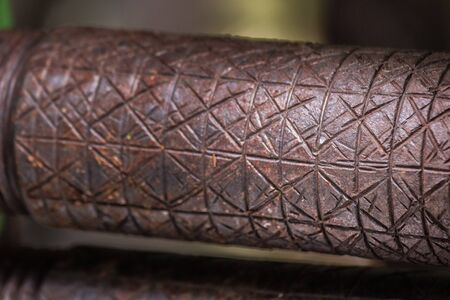 Old rusty axle shaft of sugarcane juice machine manualの写真素材