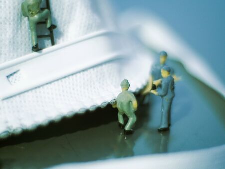 Miniature people : Mask quality inspection team