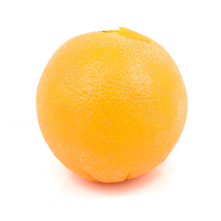 Ripe orange isolated on white backgroundの写真素材