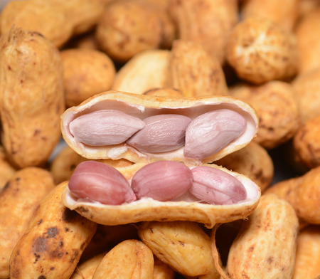 A cooked peanut shell pile