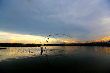 Fisherman, in Thailandの写真素材