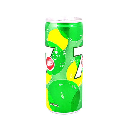 KWIDZYN, POLAND - September 19, 2014: Can of 7 Up drink isolated on white. 7 Up is lemon-lime...