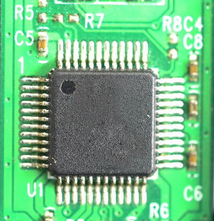 close-up of electronic circuit board with processorのeditorial素材