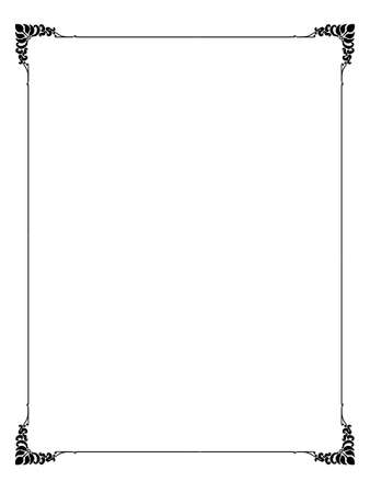 classic pattern shape for picture frame, black pattern frame on whiteの写真素材