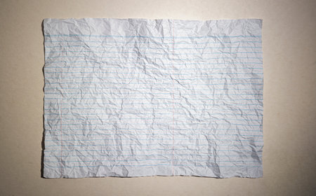 wrinkled white note paper, blank note wrinkled paper, full frame white noteの写真素材