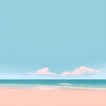 Painting Art of Beach Ocean Seascape Sea View. Ai Generatedの素材