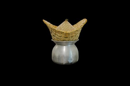 Steamed glutinous rice steamer on isolate