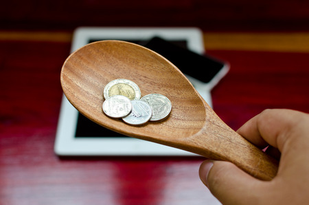 spend money    concept,Think before you spend money.の写真素材