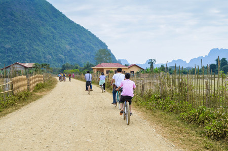 Cycling tourists on the road at Country.のeditorial素材