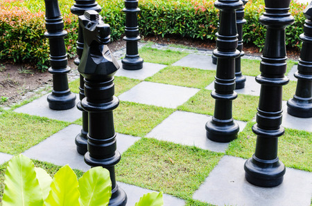simulate,Large chess game on ground in the park