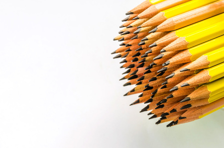 Closeup multi color pencil on white  backgroundの写真素材