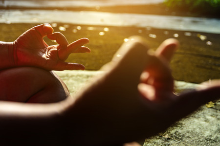 Closeup hands  While Doing Yoga Exerciseの写真素材