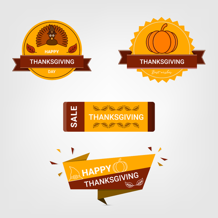 Thanksgiving decoration lettering invintation badge design. Happy Thanksgiving Party.のイラスト素材