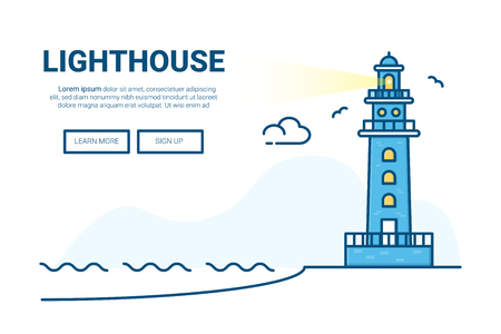 Lighthouse building background. design for landing page website.のイラスト素材