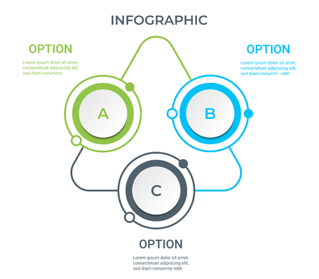 Business Infographic. Diagram with 3 steps, options, or processes. Infographics  template for presentation.のイラスト素材