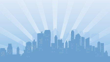 City landscape. Modern building architecture Urban cityscape with starburst.のイラスト素材