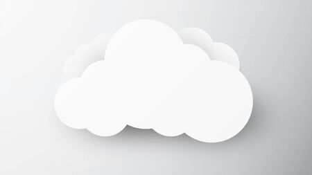 Cloud banner for advertising on blue sky. Copy space. Speech Bubble, White blank hanging. Vector illustrationのイラスト素材