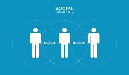 Social distancing and stay home. public society people avoid spreading corona virus. vector illustration.のイラスト素材