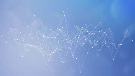Abstract science digital connection background. polygonal with dots and lines. 3D render