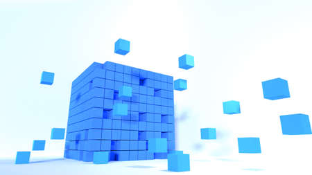 3D cube square shape. Abstract digital technology background. 3D renderingの写真素材