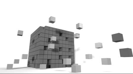 3D cube square shape. Abstract digital technology background. 3D renderingの写真素材