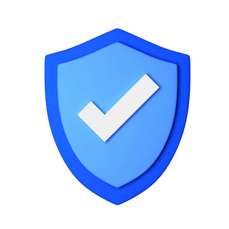 3D shield shape isolated on white background. 3D renderingの写真素材