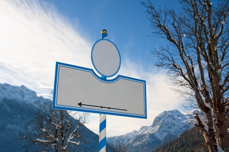 Bavarian sign with the moutains reiteralpe and hochkalter, Bavaria, Germanyの写真素材