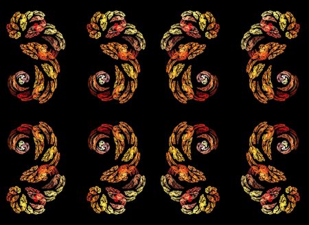 abstract spiral flame on the black backgroundの写真素材