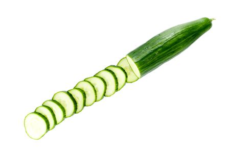 sliced cucumber - healthy eating - vegetables - close upの写真素材