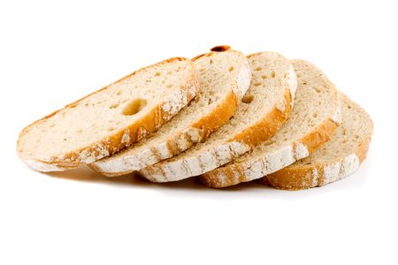 five slices of white bread on the white 