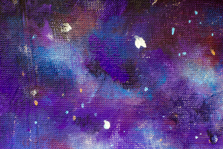Painting canvas close-up fragment Galaxy, infinity original oil painting on canvas. Beautiful space, Universe  artwork Modern impressionism art.の写真素材
