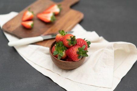 strawberries in a bowlの写真素材