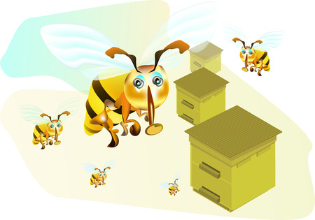 bee; flying; skyのイラスト素材