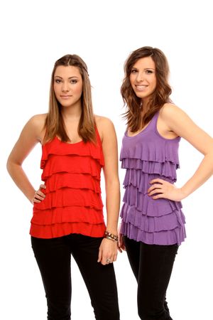 Two young women standingの写真素材