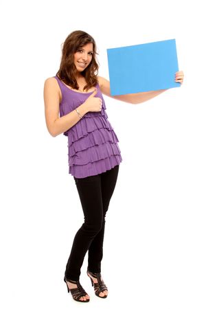 Young female with a blue cardの写真素材