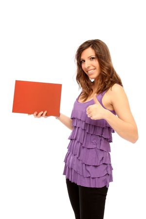 Young female with a red boardの写真素材