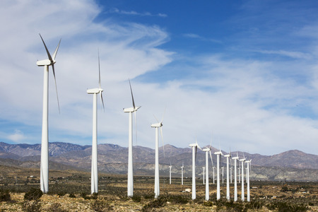 wind turbines in the desert outside of Palm Springs, California