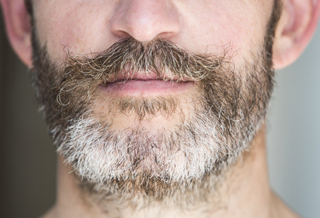 closeup of a full beardの写真素材