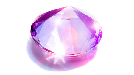 pink shiny diamond on white backgroundの写真素材
